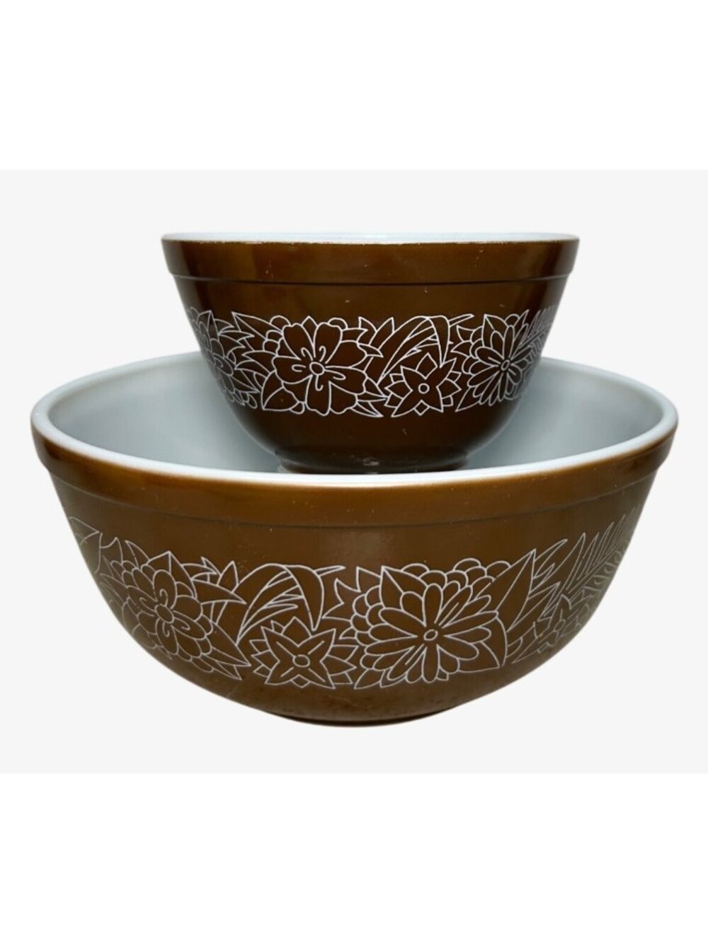 Vintage Pyrex Woodland Mixing Bowls 401 403 Brown